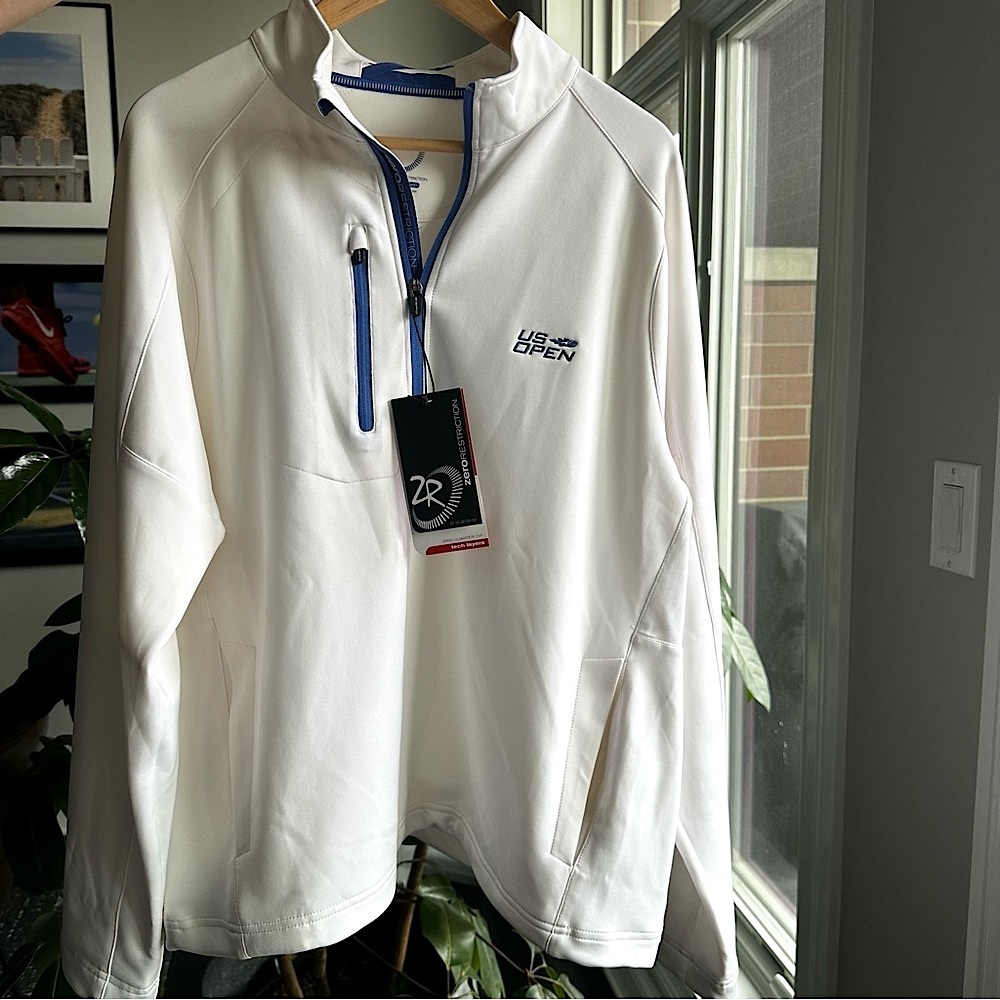 NEW US Open - Zero Restriction XL Men’s White Quarter Zip Technical Pullover